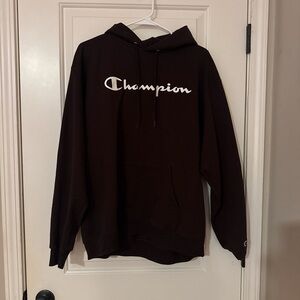 Champion Dark Brown Hoodie with White Logo